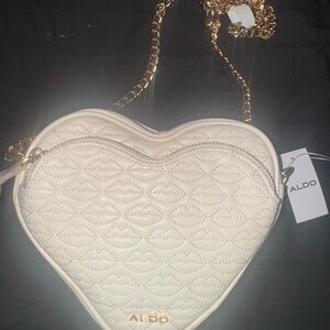 Aldo Cream Heart-Shaped Quilted Bag
